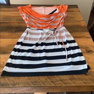 Corey P Striper Orange and Black Dress L